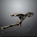 Natural Wood And Stone Decorative Branch With Green Accents And Textured Surface