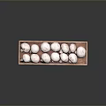 Fresh White Mushrooms Arranged in Wooden Tray for Culinary Use