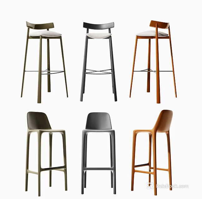 Modern Bar Stools With Various Colors And Sleek Designs For Home Use 3d model 
