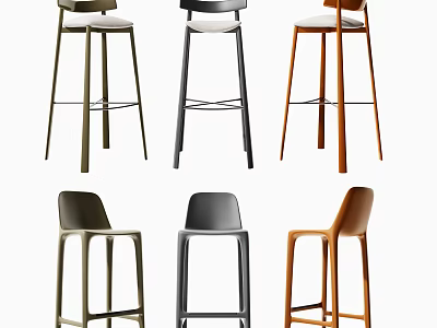 Modern Bar Stools With Various Colors And Sleek Designs For Home Use 3d model