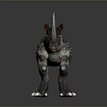 3D Rendered Triceratops Model With Large Horns Textured Gray Skin And Spiked Back