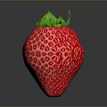 Fresh Red Strawberry With Green Leaves On Dark Background And Juicy Texture