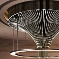 Elegant Sales Office Interior Design With Unique Chandelier And Circular Bar Counter