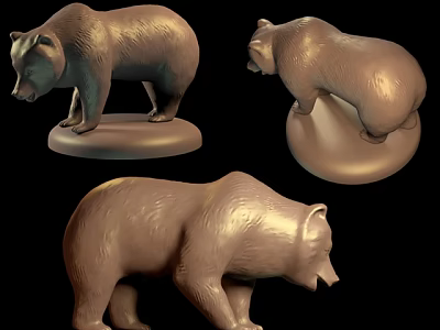 Bear Sculpture Carving With Detailed Features And Multiple Standing Poses 3d model