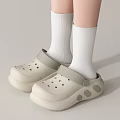Beige Casual Clogs Shoes With Thick Sole And Comfortable Design 3d model