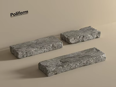 Three Natural Stone Wood Slabs With Textured Surface For Decorative 3d model