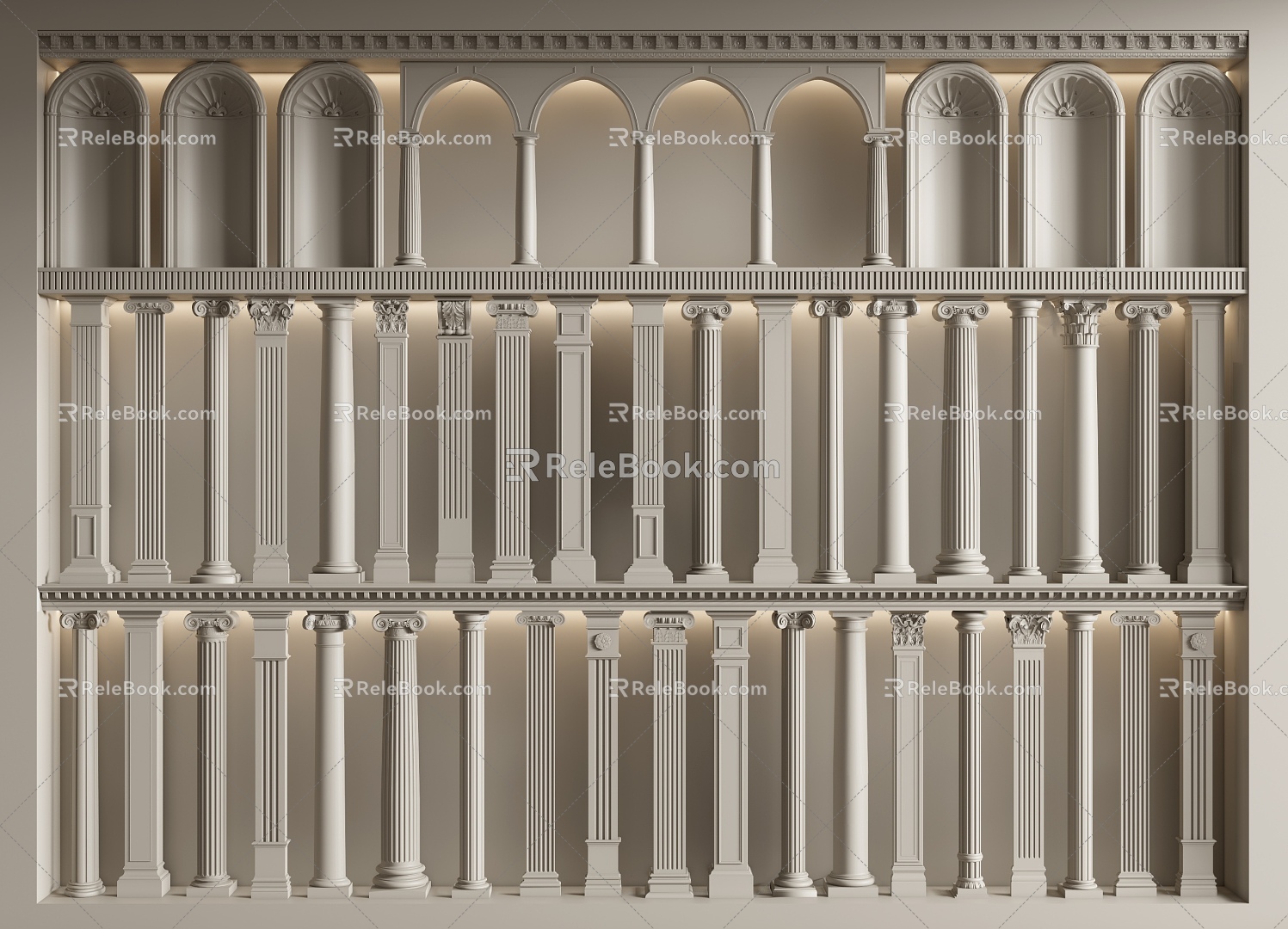 European Roman Column Simple European Roman Column Gypsum Column Gypsum Line European Architectural Component Arch 3d model