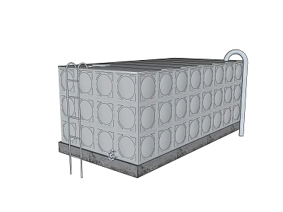 Industrial Water Tank with Metal Construction Circular Panel Design and Side Ladder Top Handrail 3d model
