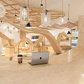 Modern Handicraft Workshop Handmade Wooden Shop Curved Surface Shape Creative Interior Curved Shape Handicraft Workshop Shape Interior Special Shape Curved Surface Shape 3d model