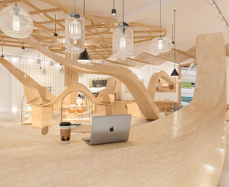Modern Handicraft Workshop Handmade Wooden Shop Curved Surface Shape Creative Interior Curved Shape Handicraft Workshop Shape Interior Special Shape Curved Surface Shape 3d model
