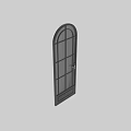 Modern Hinged Door Design With Black Frame Glass Panes And Grid Pattern 3d model