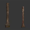 Pair of Antique Architectural Columns With Textured Surface And Ornate Bases