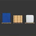 Furniture Packed in Wrapped Boxes with Blue Cloth Brown Wood and Silver Foil on Pallets