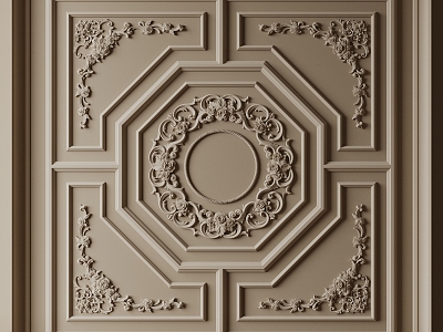 European-style ceiling line carved 3d model