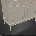White Entryway Console Sideboard with Gold Accents and Decorative Books Vase on Top
