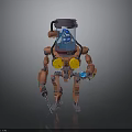 Orange Mechanical Humanoid Robot With Transparent Head Blue Interior And Yellow Circular Parts