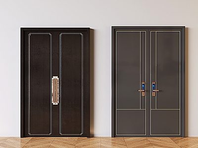 New Chinese style solid wood double door 3d model