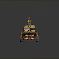 Rusty Modified Vehicle Yellow And Gray With Turret On Top Orange Wheels Post Apocalyptic Style