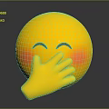 Cute Yellow Emoji Decorative Ornament Set with Smiling Eyes Blushing Cheeks and Hand Covering Face