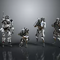 Sci-Fi Futuristic Mech Warrior Characters with Different Armored Poses 3d model