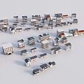 Aerial View Urban Planning With Multiple Small Building Models And Layout Design 3d model