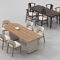 Modern Dining Table Sets With Rectangular Dark And Oval Light Tables And Chairs 3d model