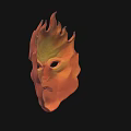 Fiery Themed Orange Mask With Flame Design And Central Eye Symbol