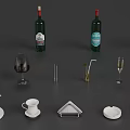 Elegant Tableware Set Including Wine Bottles Glasses Teapot Teacup And Accessories