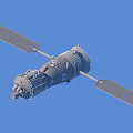 Modern Space Station Module Exterior With Solar Panels And Docking Port