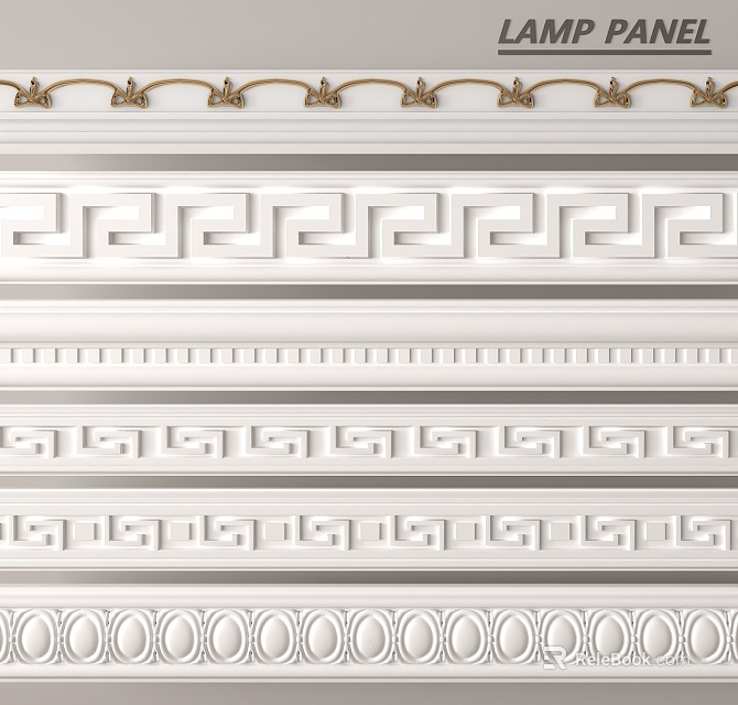 Elegant Plaster Moldings With Greek Key Pattern Layered Stripes And Relief Design For Interior Decoration 3d model 
