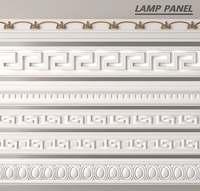 Elegant Plaster Moldings With Greek Key Pattern Layered Stripes And Relief Design For Interior Decoration 3d model