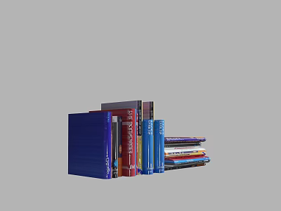 Stack of Books and Magazines with Various Colors and Thicknesses Neatly Piled 3d model