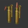 Two Golden Bullet Shaped Household Items With Red Nozzles And Handles
