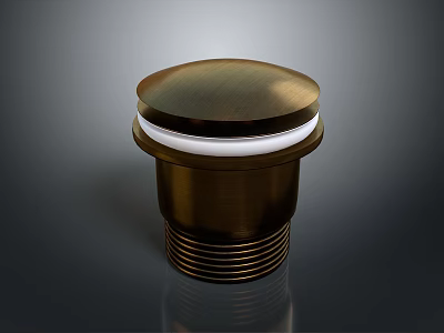 Brass Drain Cover with Round Top White Seal Ring and Threaded Base for Sink Bathroom 3d model