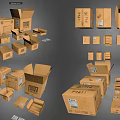 Various Types of Open and Closed Cartons in Different Sizes and Stacked Arrangements