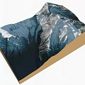 Snowy Mountain Landscape 3D Model Featuring Natural Scenery With Yellow Base And Black Background