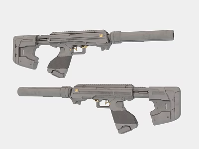 Modern Sci Fi Firearm Design Featuring Dual Gray Rifles With Long Barrel And Grip Structure 3d model