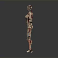 Humanoid Robot With Mechanical Body And Internal Biological Organs Standing In Gray Background