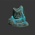 Unique Teal Blue Crystal Decorative Ornament Set With Metallic Base And Irregular Shape Design