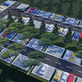 Eco Friendly Parking Lot Design With Trees Parked Cars And Green Spaces