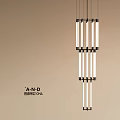 Modern Chandelier With Long Tube Lights And Black Frame For Interior Design