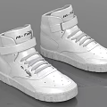 White High Top Sneakers With Laces Strap And Thick Sole Design 3d model