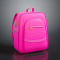Pink Backpack Featuring Front Pocket Yellow Zipper And Adjustable Straps Design 3d model