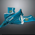 Futuristic Blue Cosmic Spaceship With Aerodynamic Design And White Accents