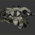 Tactical Astronaut Gear With Backpack Weapons Helmet And Mechanical Parts