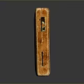 Orange Wooden Stone Box With Green Trim And Rustic Surface Texture