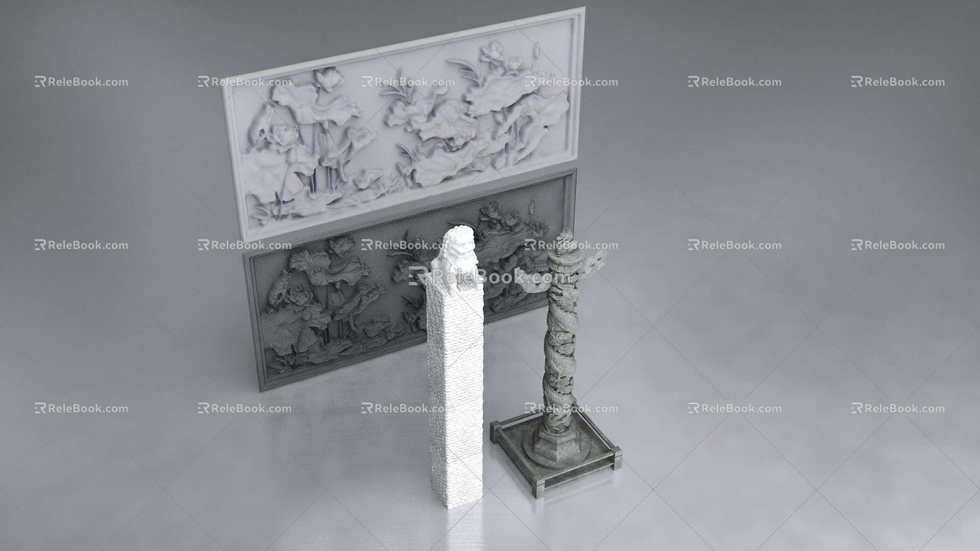 Chinese style stone pillar 3d model