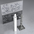 Chinese style stone pillar 3d model