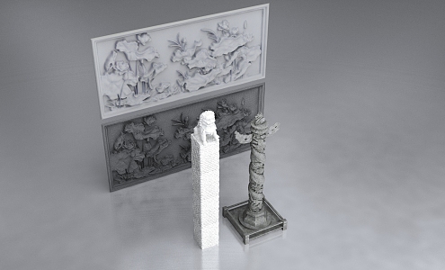 Chinese style stone pillar 3d model