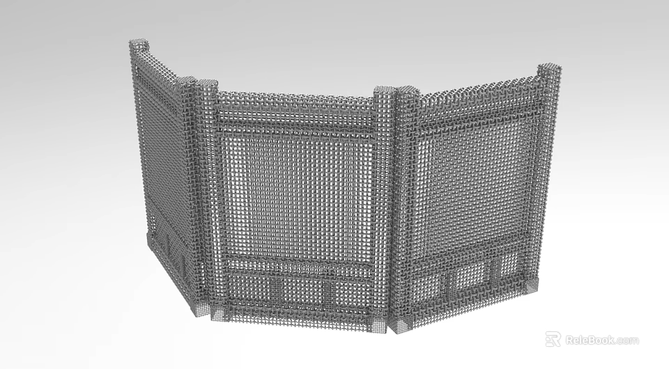 Industrial Equipment Metal Mesh Protective Barrier With Sturdy Frame Structure And Corner Design 3d model 